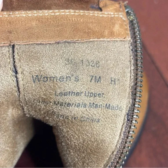 H.S. Trask 7M Leather Mallory Boot Block Heel Ankle Booties Brown - Picture 7 of 10